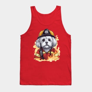 Firefighter Companion: Maltese on Duty Tank Top